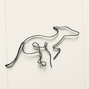 GREYHOUND 犬ワイヤー動物シルエットワイヤーラインアート、ボヘミアン壁装飾、彫刻、子供部屋、リビングルーム、壁ワイヤーアート、自然愛