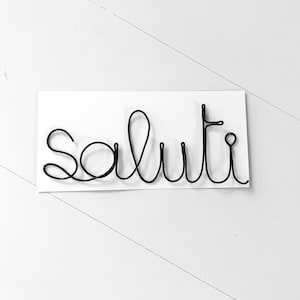 SALUTI Draht Karte Glückwunschkarte Hochzeitskarte Hochzeit Geschenk Geburt Postkarte Grusskarte Buddhismus Schriftzug Wand Deko