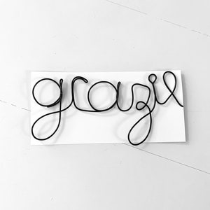 GRAZIE Gracias Wire Card Tarjeta de felicitación Tarjeta de boda Regalo de boda Postal de nacimiento Tarjeta de felicitación Budismo Letras Decoración de la pared