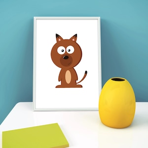 Dog Cartoon Character / Cute Art / Dog Drawing / Dog Art / Original Wall Art / Home Decor / Art Print Home / Digital Download