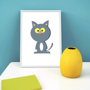 Katze Cartoon Charakter / niedliche Kunst / Katze Zeichnung / Katzen Kunst / Original Wand Kunst / Home Decor / Art Print Home / Digital Download