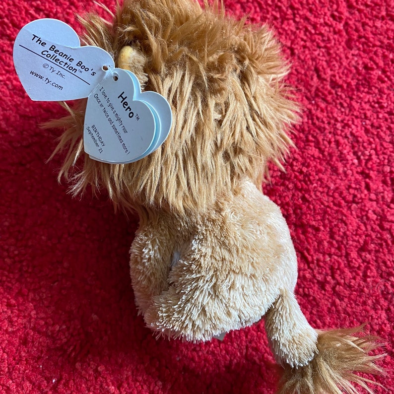 Ty Beanie Boo Hero Toy / Hero The Lion / Ty Toys / Beanie Babies / Lion Plush / 6 Inch Soft Toy / Rare Find