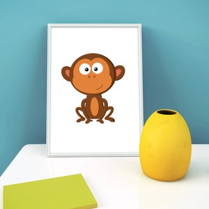Affe Cartoon Charakter / niedliche Kunst / Affe Zeichnung / Affe Kunst / Original Wand Kunst / Home Decor / Art Print Home / Digital Download