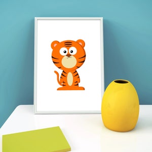 Tiger Cartoon Charakter / niedliche Kunst / Tiger Zeichnung / Tiger Art / Original Wand Kunst / Home Decor / Art Print Home / Digital Download