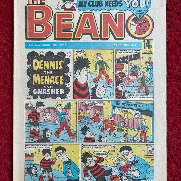 The Beano Comic Book - 31 August, 1985 (No. 2250) / Dennis the Menace / Beano Comic / Comic Book Gift / Free Delivery / Free UK Delivery