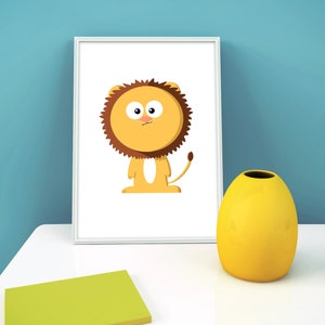 Löwe Cartoon Charakter / niedliche Kunst / Löwe Zeichnung / Löwe Kunst / Original Wand Kunst / Home Decor / Art Print Home / Digital Download