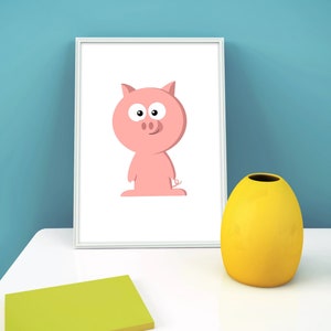 Schwein Cartoon Charakter / niedliche Kunst / Schwein Zeichnung / Schweinchen Kunst / Original Wand Kunst / Home Decor / Kunstdruck Zuhause / Digital Download