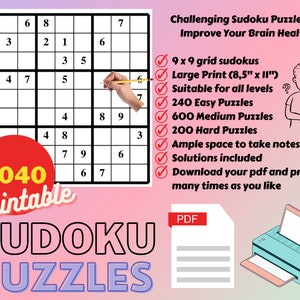Sudoku Printable Puzzle Printable Sudoku Game Adults Activity Kids Game Kids Activity