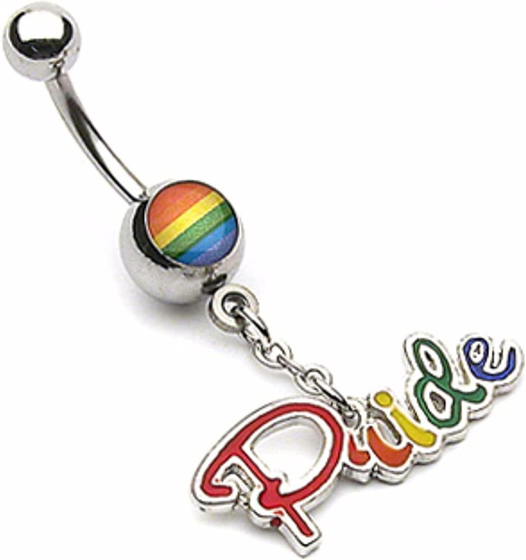 Gay Pride Epoxy With 'PRIDE' Dangle Navel Ring Etsy