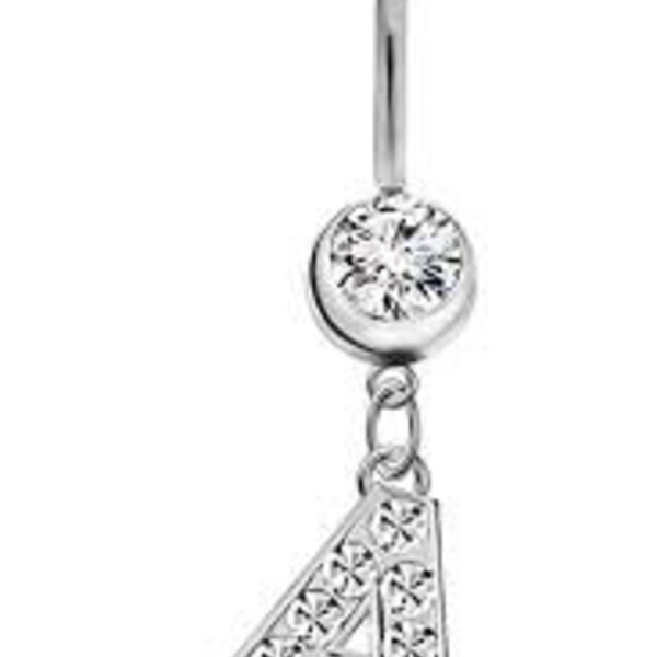Initial Belly Ring Etsy