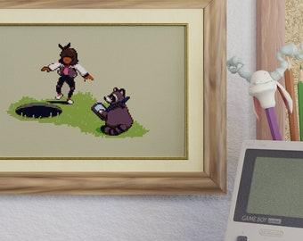 Donut County&#39;s Mira and BK  - Cross Stitch Pattern - Original Design, Instant PDF Download