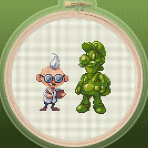 Luigi&#39;s Mansion 3: Gooigi & E. Gadd - Cross Stitch Pattern - Original Design, Instant PDF Download