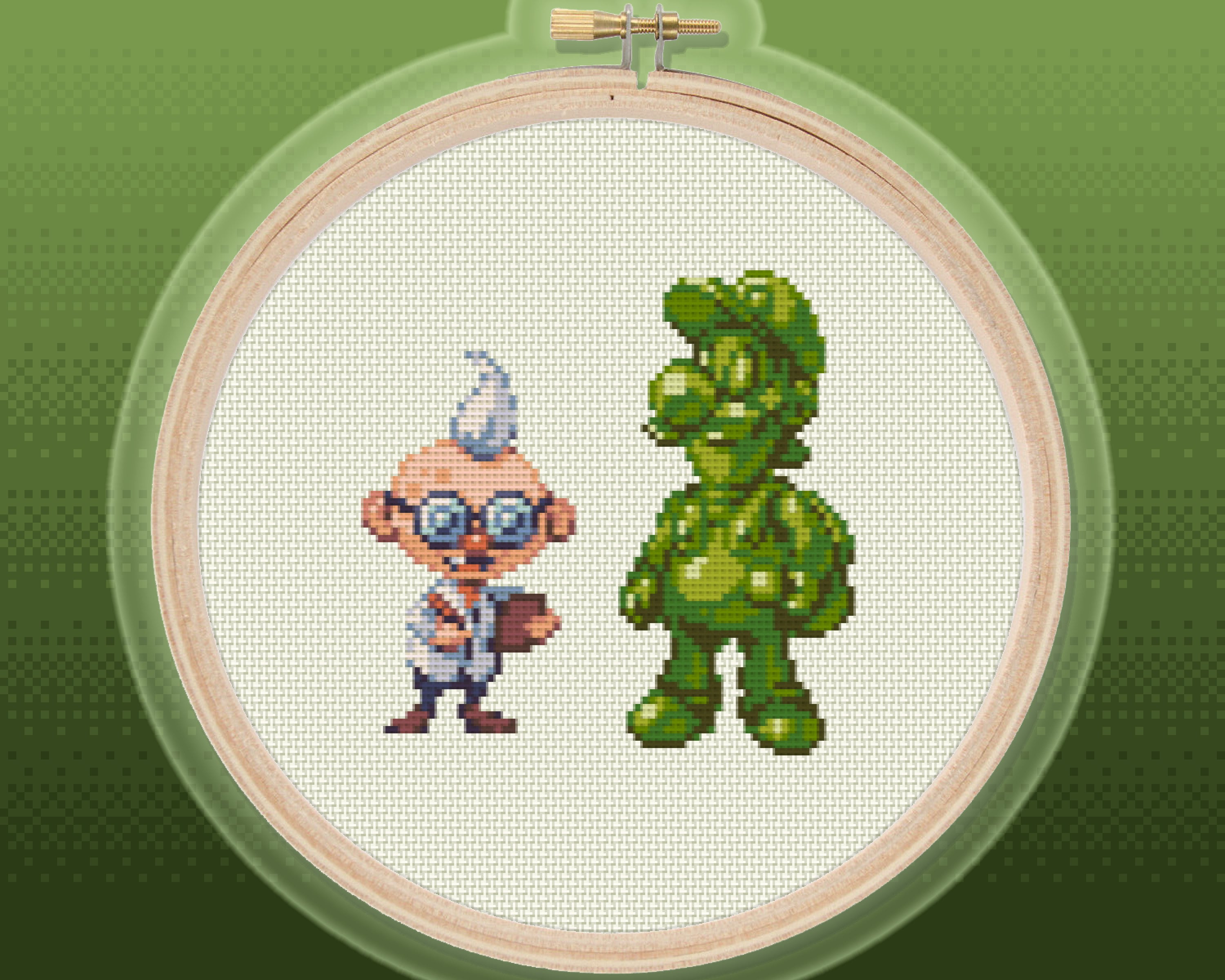 Luigi's Mansion 3: Gooigi & E. Gadd - Cross Stitch Pattern - Original Design, Instant PDF Download