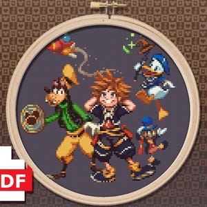 KH | Kingdom Hearts II Sora, Donald, Goofy und Jiminy Cricket- Kreuzstichmuster - Original Design, Instant PDF Download