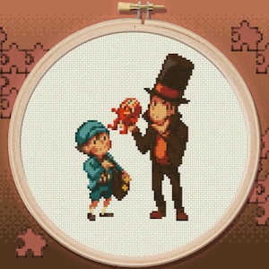 Professor Layton & Luke Triton - Cross Stitch Pattern - Original Design, Instant PDF Download