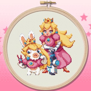 Princess Peach & Rabbid Peach - Cross Stitch Pattern - Original Design, Instant PDF Download