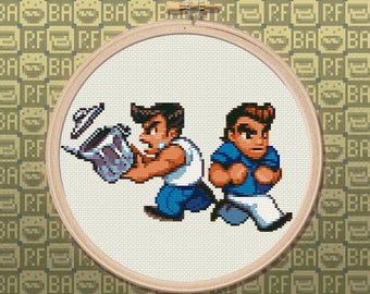 Alex & Ryan de River City Ransom - Patrón de punto de cruz - Diseño original, Descarga digital instantánea en PDF