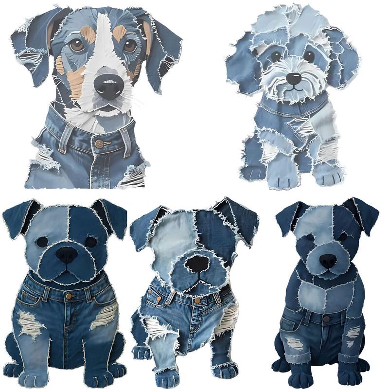 Denim Dog Applique Etsy