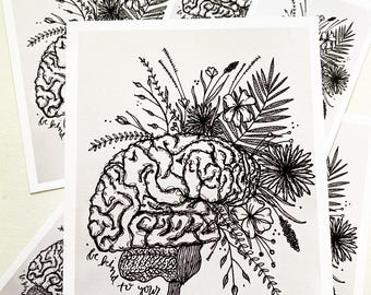 Be Kind to Your Mind DOWNLOAD PDF - mental health art - therapy art - mental health awareness - Self love art - floral art