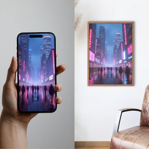 Cyberpunk Neon Cityscape Wallpaper Pack – Mobile & Printable Digital Art