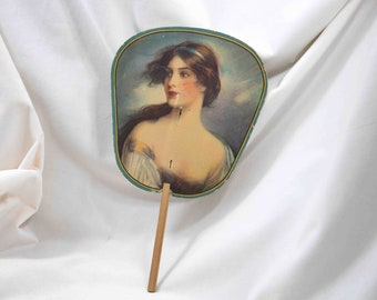 Gorgeous Rare Antique Paper Advertising Fan with a lovely windswept lady - Ice Cream by the P. D. Cosmos Co. in Springfield, Ohio