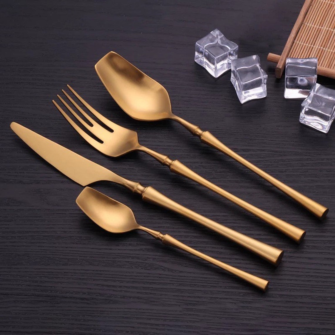 Luxus Besteck MATTE Gold Besteck 1 Set 304 Edelstahl Besteck Etsy