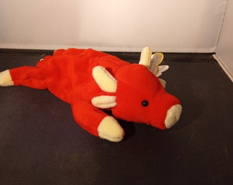 Vintage 1995 TY Beanie Baby "schnaubt" der Stier SELTEN mit FEHLER