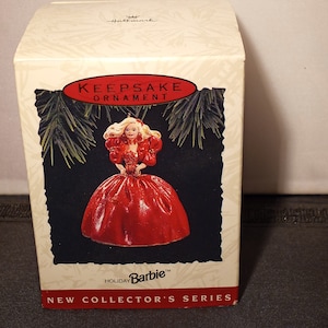 Vintage 1993 Hallmark Holiday Barbie first in Collectors Series Ornament, Hallmark Keepsake Ornament NIB NRFB