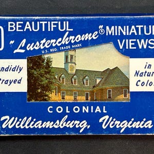 10 cartes miniatures « lustréchrome » coloniales de Williamsburg vintage dans une boîte NIB