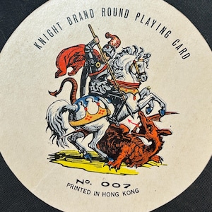 Carte da gioco rotonde vintage blu retrò Knight Brand 007