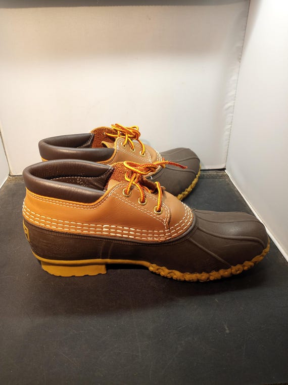 Vintage LL BEAN Duck Boots Low Top Mens 7 M Brown Leather Waterproof "Bean Boots"