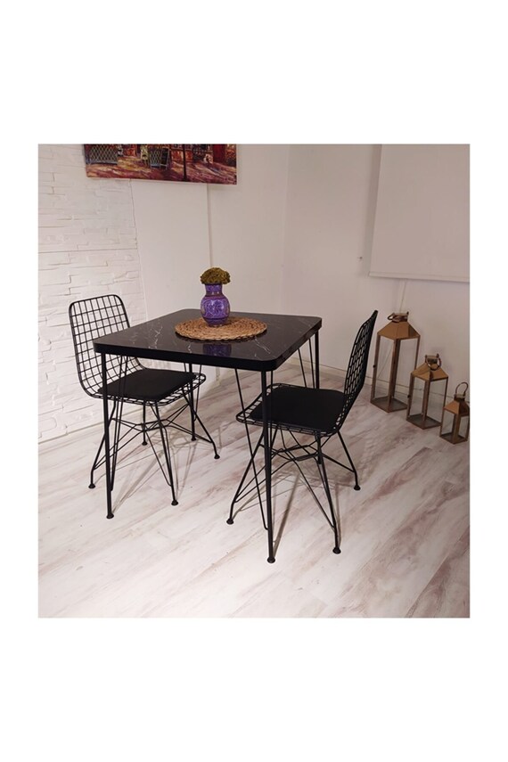 Chair Dining Table 2 Person Dining Table Black Marble Etsy