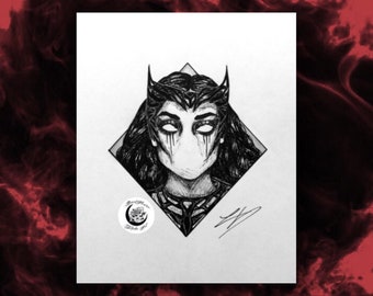 Scarlet Witch Gothic B&W Drawing | Art Print