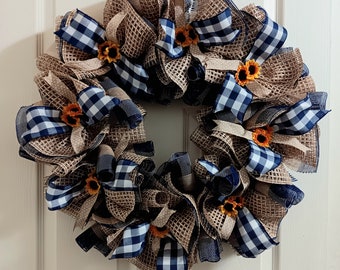 Everyday wreath gingham and flowers