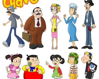 El Chavo Del 8 Clipart, Cartoon Silhouette PNG PDF (Digital Download)