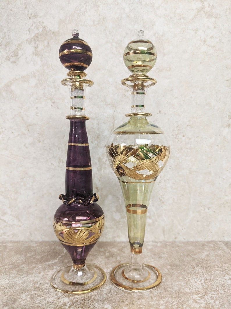 2 Large Egyptian Glass Perfume Bottles Etsy