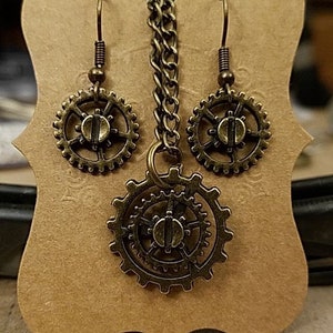 Steampunk Earring and Necklace Set