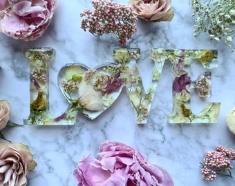 Dein Brautstrauß / Blumenstrauß konserviert als schöner Schriftzug mit oder ohne Beleuchtung