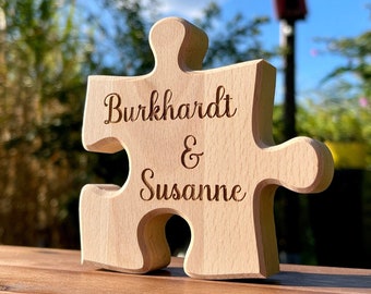Puzzleteil Holz Hochzeit Geschenk personalisiert