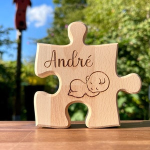 Puzzle Piece Wood Birth Boy Girls Gift Personalized