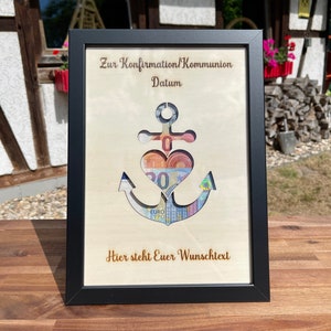 Geldgeschenk Bilderrahmen für Konfirmation Kommunion personalisiert