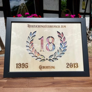 Geldgeschenk Bilderrahmen für Geburtstag personalisiert