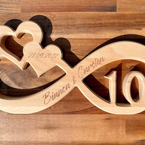Unendlichkeitszeichen Infinity Endlosschleife Rosenhochzeit Geschenk personalisiert mit Gravur Bild 2