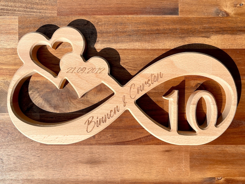 Unendlichkeitszeichen Infinity Endlosschleife Rosenhochzeit Geschenk personalisiert mit Gravur Bild 2