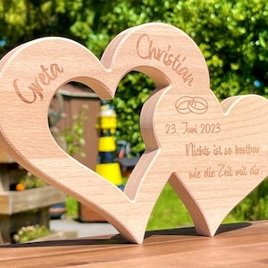 Doppel Herz zur Hochzeit Jahrestag Verlobung Valentinstag personalisiert