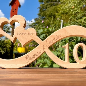 Unendlichkeitszeichen Infinity Endlosschleife Rosenhochzeit Geschenk personalisiert mit Gravur Bild 1