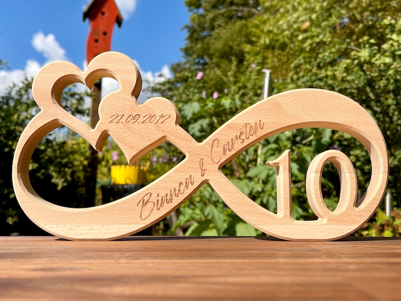 Unendlichkeitszeichen Infinity Endlosschleife Rosenhochzeit Geschenk personalisiert mit Gravur Bild 1