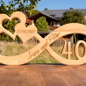 Unendlichkeitszeichen Infinity Endlosschleife Rubinhochzeit Geschenk personalisiert Bild 1