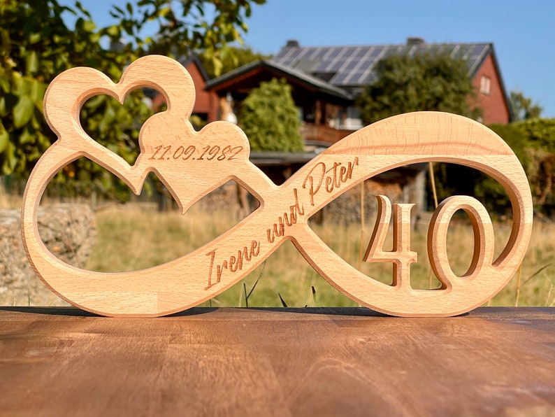 Unendlichkeitszeichen Infinity Endlosschleife Rubinhochzeit Geschenk personalisiert Bild 1