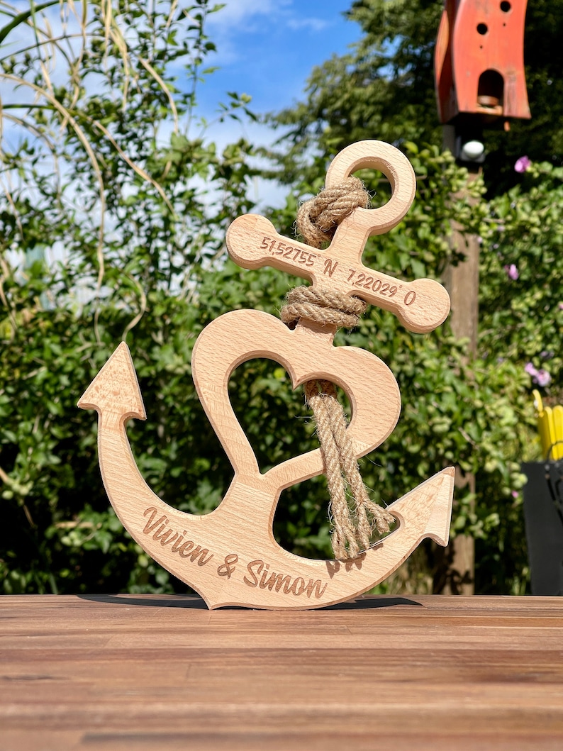 Anker Hochzeit Herz Geschenk Holz Gravur personalisiert Etsy.de